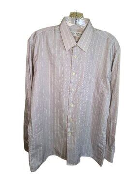 Vintage Cartier Paris Mens Dress Shirt Mauve Pink Cotton Monogram Stripe France